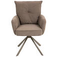 ARMLEHNSTUHL  Sitzfläche 180° drehbar, automatische Rückholfunktion Feincord  - Braun, Design, Textil/Metall (61/95/67cm) - Novel