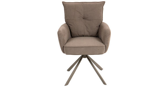 ARMLEHNSTUHL  Sitzfläche 180° drehbar, automatische Rückholfunktion Feincord  - Braun, Design, Textil/Metall (61/95/67cm) - Novel