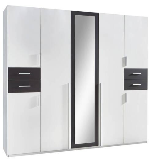 DREHTÜRENSCHRANK 225/208/58 cm 7-türig Graphitfarben, Weiß  - Silberfarben/Graphitfarben, Basics, Holzwerkstoff (225/208/58cm) - MID.YOU