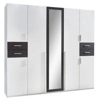 DREHTÜRENSCHRANK in Graphitfarben, Weiss  - Weiss/Silberfarben, Basics, Holzwerkstoff (225/208/58cm) - MID.YOU