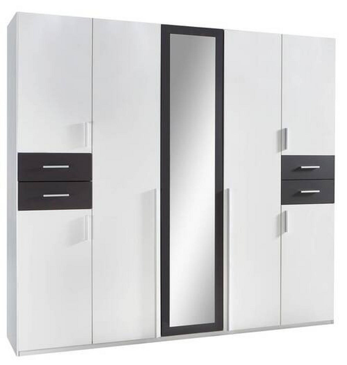 DREHTÜRENSCHRANK in Graphitfarben, Weiss  - Weiss/Silberfarben, Basics, Holzwerkstoff (225/208/58cm) - MID.YOU