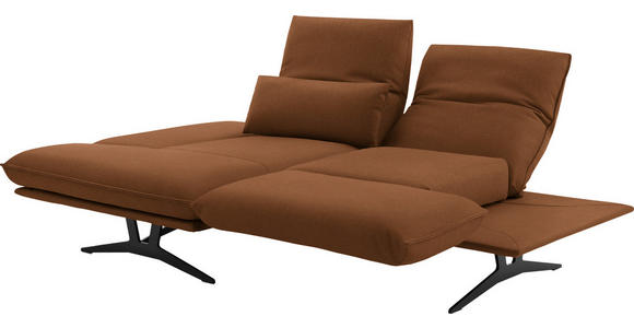 ECKSOFA in Echtleder Hellbraun  - Hellbraun/Gelb, Design, Leder/Metall (130/210cm) - Dieter Knoll