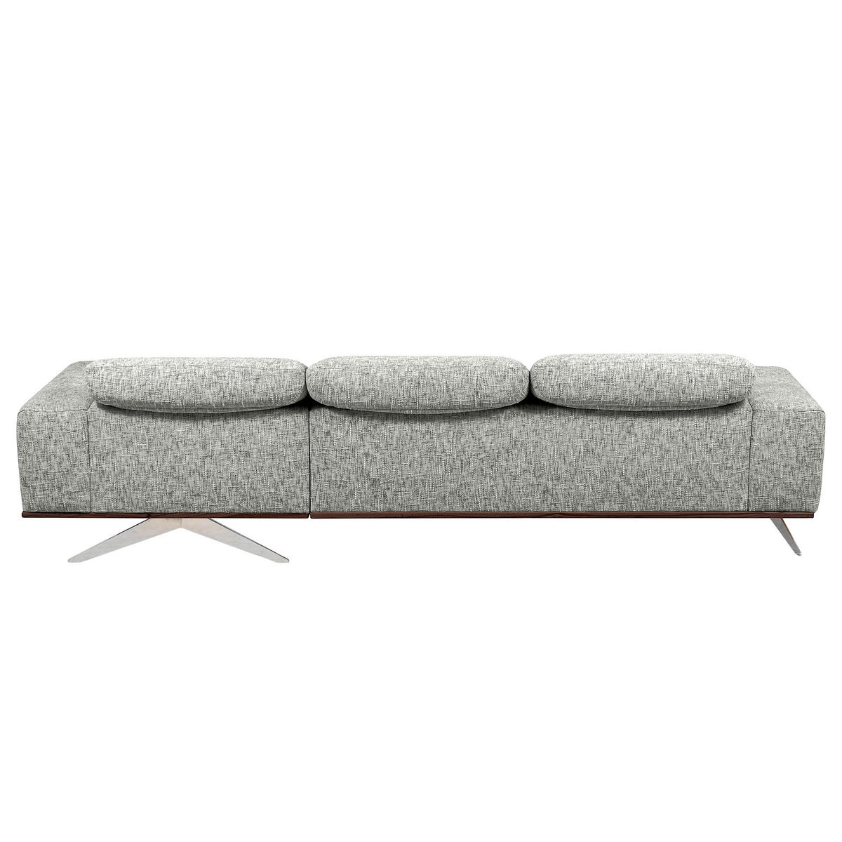 ECKSOFA PORTLAND Grau Struktur Kopfteilverstellung  - Chromfarben/Dunkelbraun, Design, Holz/Textil (295/187cm) - Livetastic