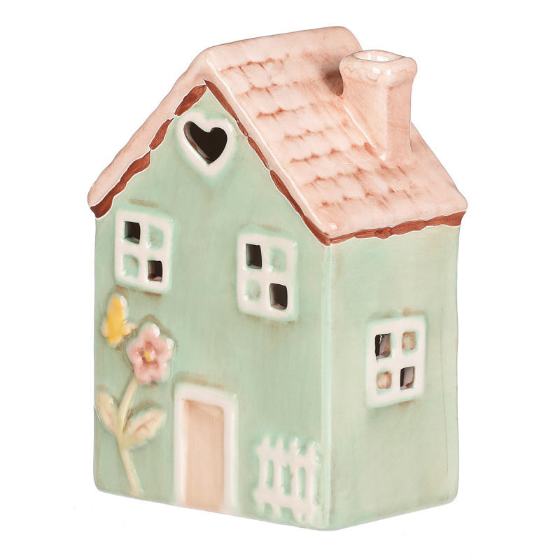 DEKORAČNÝ DOM - zelená, Basics, keramika (10/7/14cm)