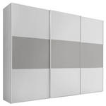 SCHWEBETÜRENSCHRANK 298/222/68 cm 3-türig Weiß, Hellgrau  - Hellgrau/Alufarben, Design, Holzwerkstoff/Metall (298/222/68cm) - Moderano