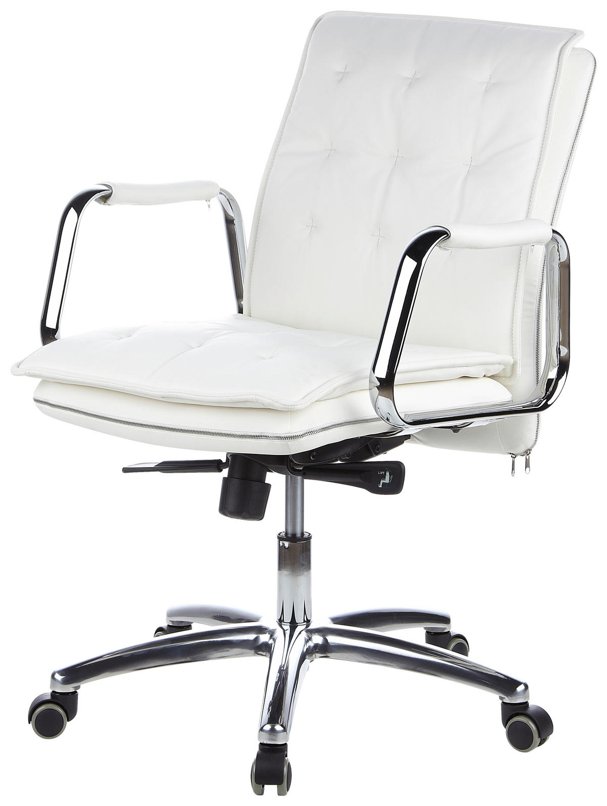 DREHSTUHL  in Creme  - Silberfarben/Creme, Basics, Leder/Kunststoff (60/109/48cm) - MID.YOU