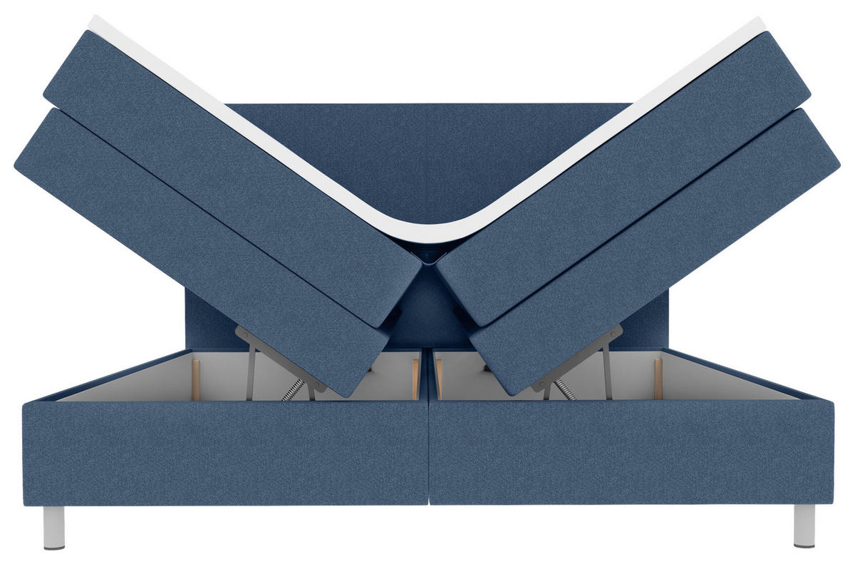 BOXSPRINGBETT 140/200 cm  in Blau  - Chromfarben/Blau, KONVENTIONELL, Kunststoff/Textil (140/200cm) - Boxxx