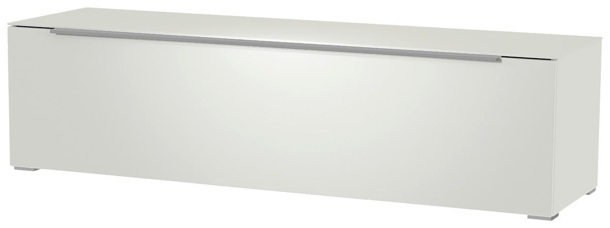 LOWBOARD Weiss, Alufarben  160/43/45 cm  - Weiss/Alufarben, Design, Glas/Holzwerkstoff (160/43/45cm) - Moderano