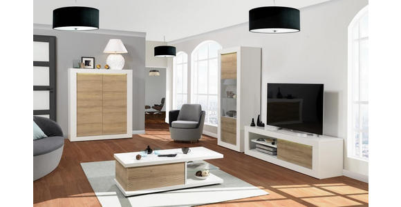HIGHBOARD  in 121/145/45 cm  - Eichefarben/Weiß, Design, Holzwerkstoff (121/145/45cm) - Carryhome