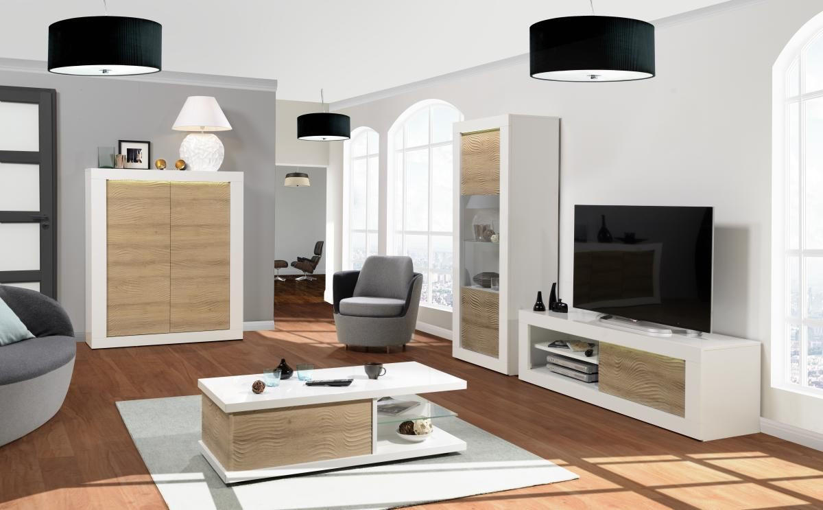 HIGHBOARD  in 121/145/45 cm  - Eichefarben/Weiß, Design, Holzwerkstoff (121/145/45cm) - Carryhome