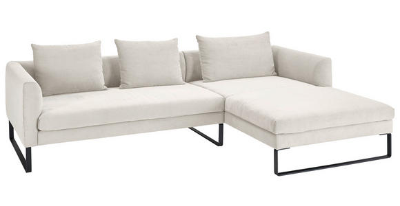 ECKSOFA  in Feincord Weiß  284/178 cm  - Schwarz/Weiß, KONVENTIONELL, Textil/Metall (284/178cm) - Hom`in