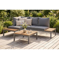 LOUNGE GARNITURA akacija v celoti masivno jeklo  - barva tikovine/siva, Moderno, kovina/les (138/207cm) - Ambia Garden