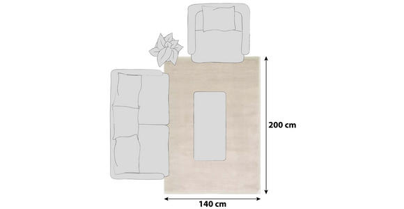 HOCHFLORTEPPICH 140/200 cm Bellevue Creme  - Creme, Basics, Textil (140/200cm) - Novel