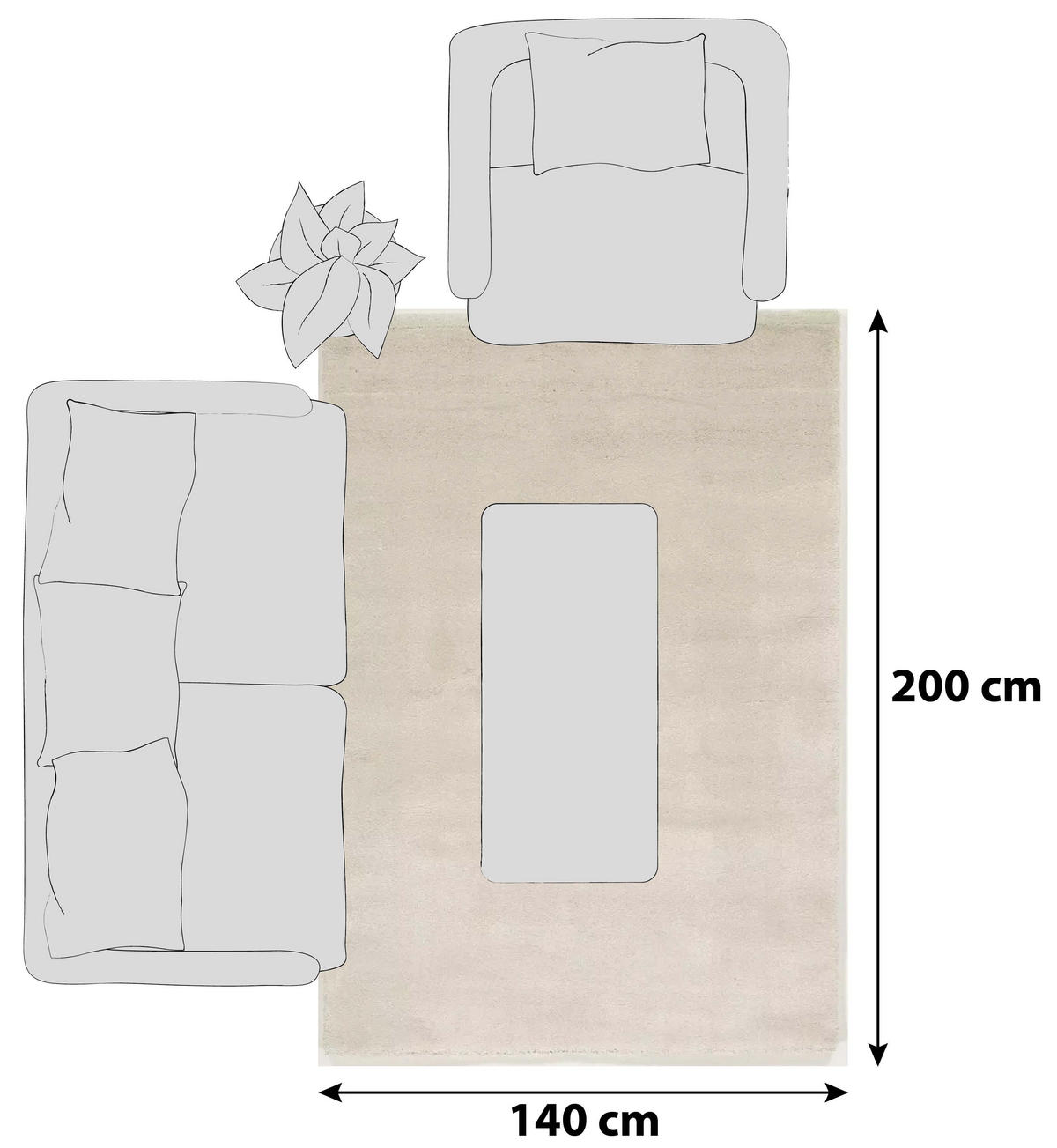 HOCHFLORTEPPICH 140/200 cm Bellevue Creme  - Creme, Basics, Textil (140/200cm) - Novel