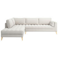 ECKSOFA in Bouclé Weiss  - Weiss/Naturfarben, Design, Holzwerkstoff/Textil (204/310cm) - MID.YOU