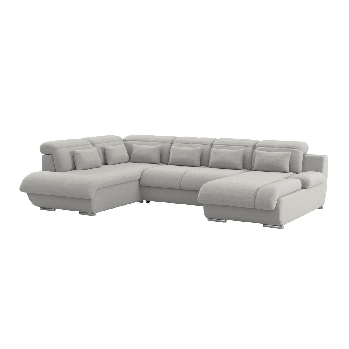 WOHNLANDSCHAFT MULTI Grau Chenille  - Chromfarben/Grau, MODERN, Textil/Metall (228/345/184cm) - Livetastic