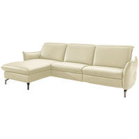 ECKSOFA  in Echtleder Creme  - Creme/Nickelfarben, MODERN, Leder/Metall (179/233cm) - Livetastic