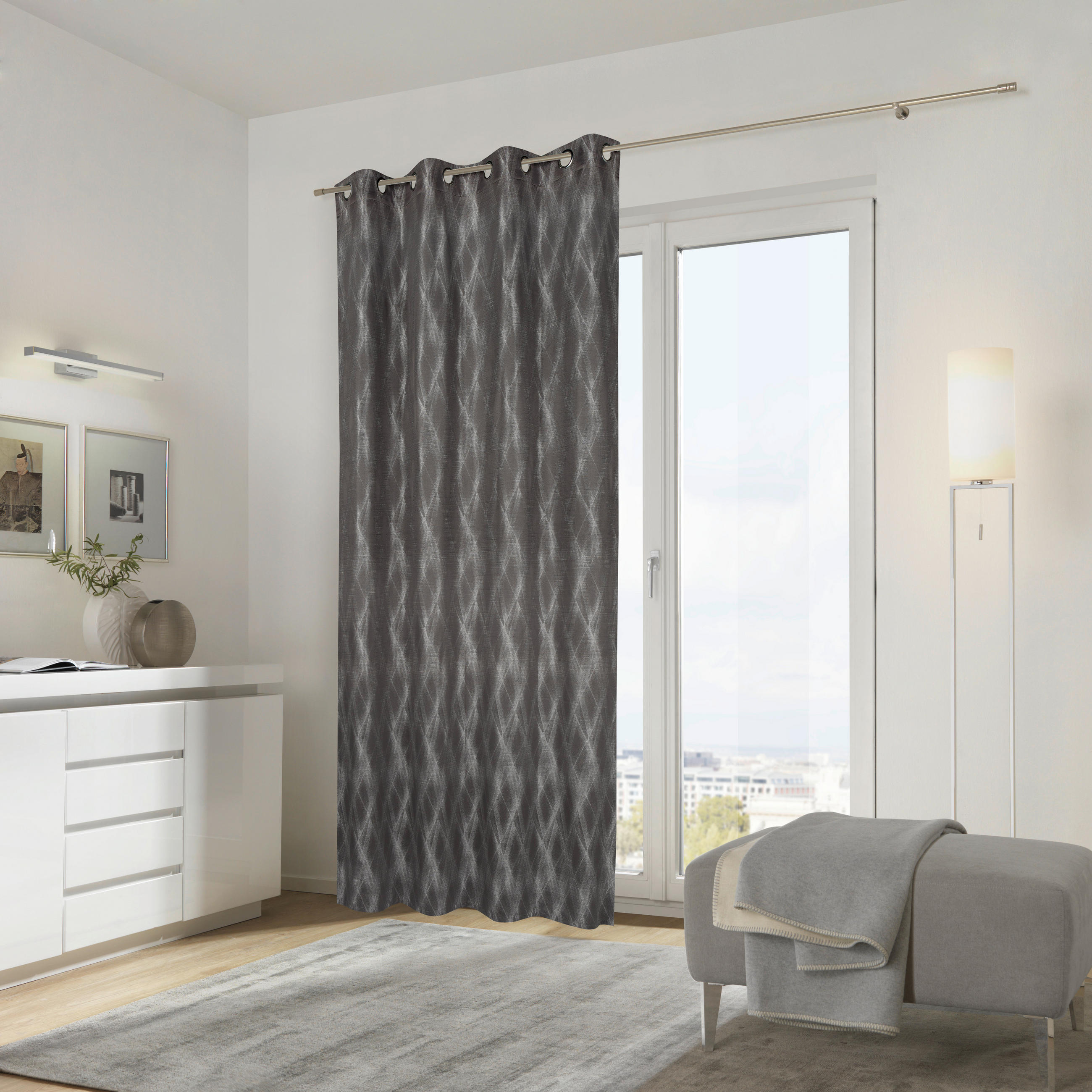 ÖSENSCHAL Narvik blickdicht 135/250 cm   - Grau, Design, Textil (135/250cm) - Ambiente