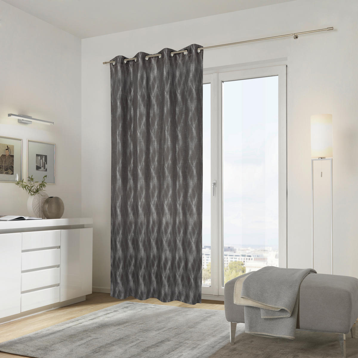 ÖSENSCHAL Narvik blickdicht 135/250 cm   - Grau, Design, Textil (135/250cm) - Ambiente