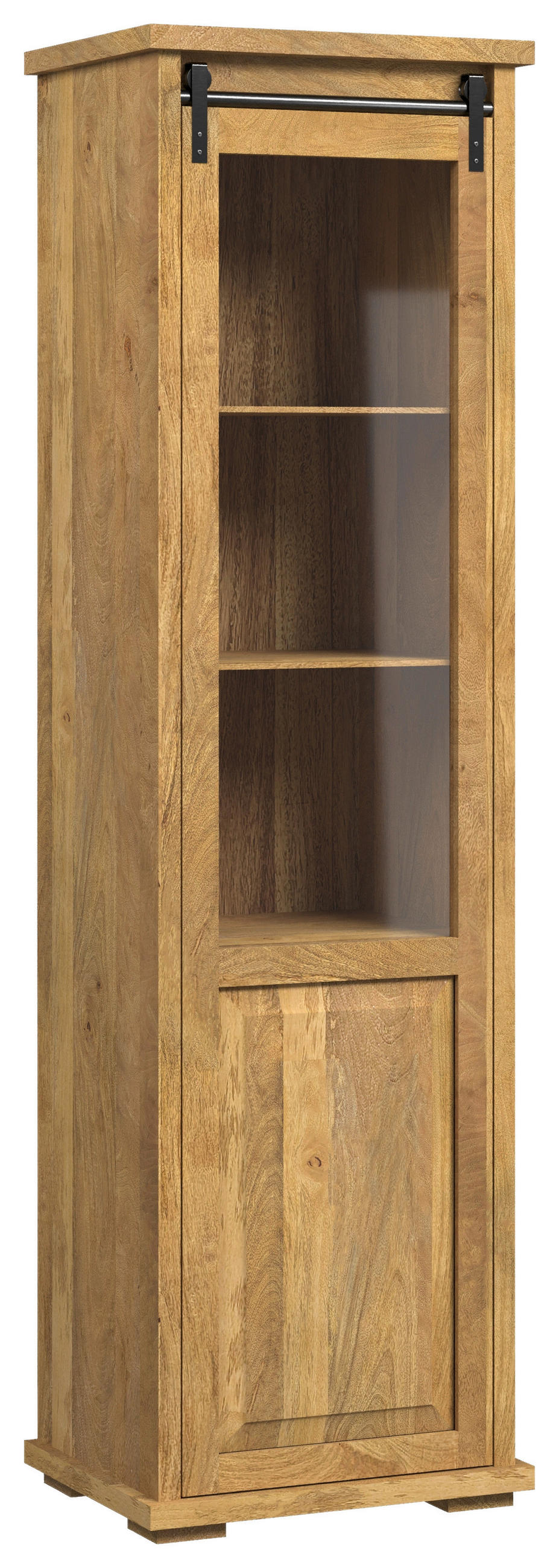 VITRINE  in massiv Mangoholz Honig  - Schwarz/Honig, KONVENTIONELL, Glas/Holz (57/201/45cm) - MID.YOU