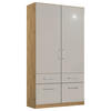DREHTÜRENSCHRANK  in Hellgrau, Eiche Artisan  - Chromfarben/Hellgrau, MODERN, Holzwerkstoff/Kunststoff (91/210/54cm) - Rauch Möbel