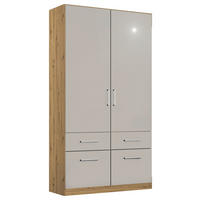 DREHTÜRENSCHRANK  in Hellgrau, Eiche Artisan  - Chromfarben/Hellgrau, MODERN, Holzwerkstoff/Kunststoff (91/210/54cm) - Rauch Möbel