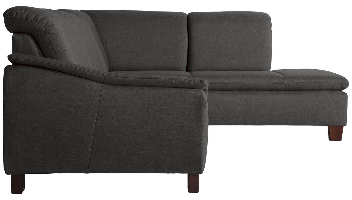 ECKSOFA in Flachgewebe Anthrazit  - Anthrazit/Nussbaumfarben, Design, Holz/Textil (247/187cm) - Max Winzer