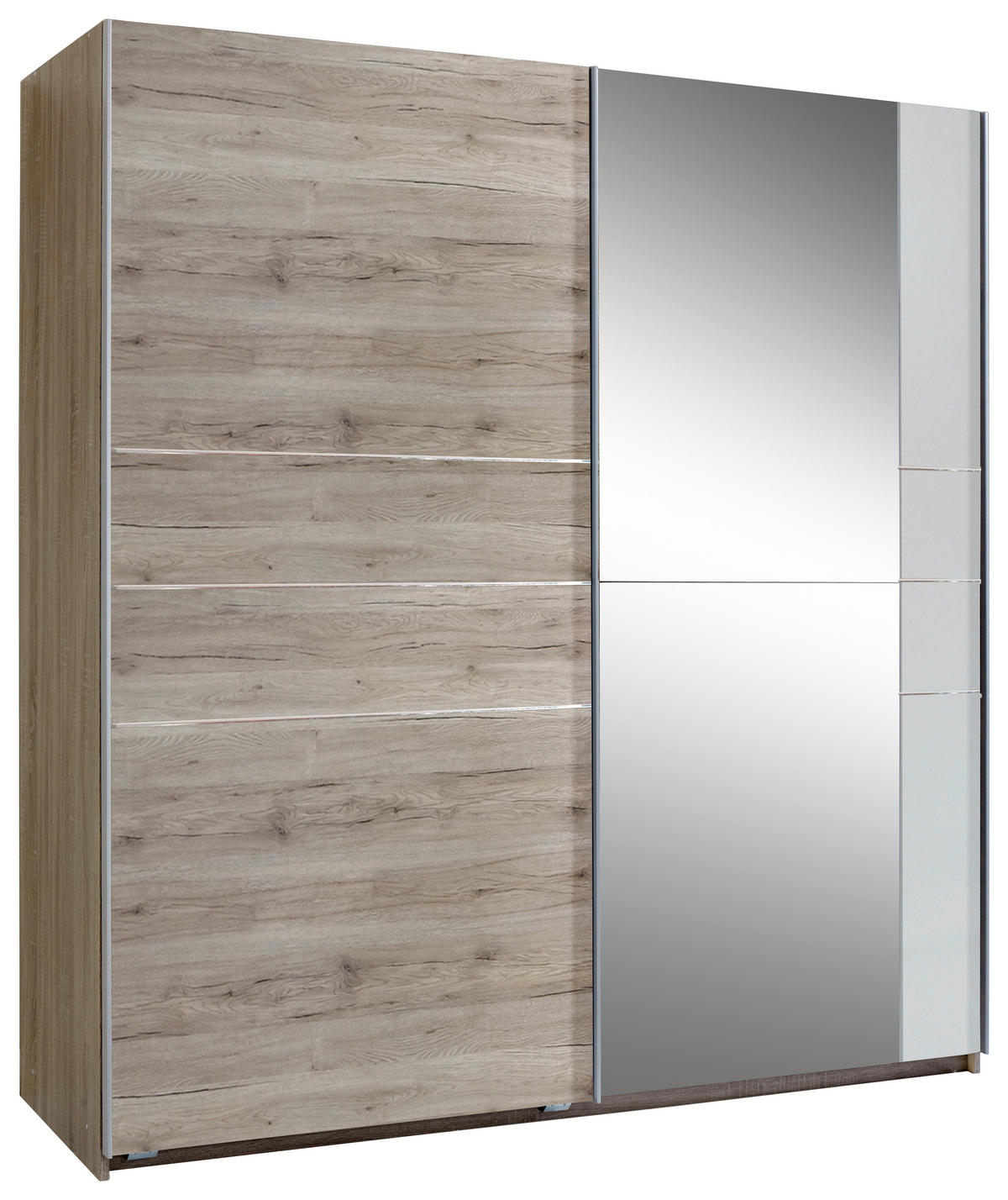 SKRIŇA SO ZRKADLOM, biela, dub San Remo, 179/198/64 cm - biela/dub San Remo, Modern, kov/kompozitné drevo (179/198/64cm) - MID.YOU