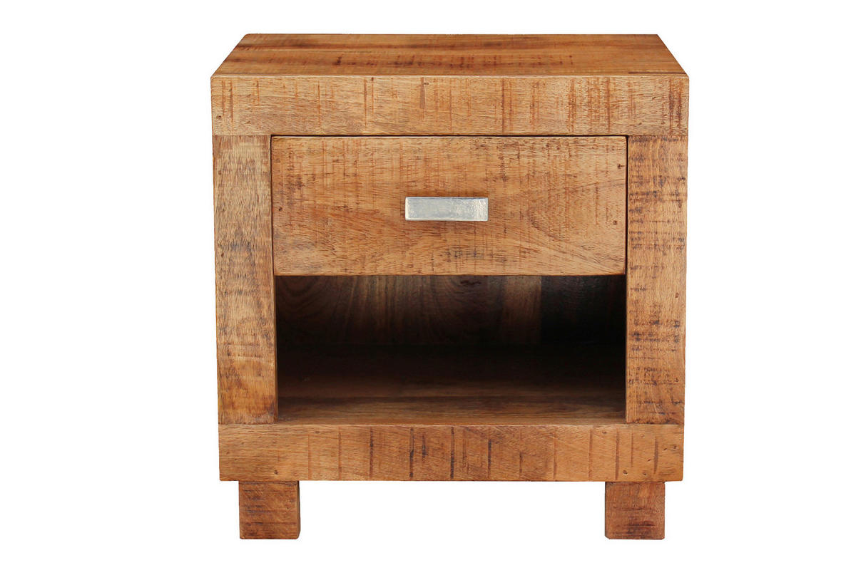 NACHTTISCH 40/40/30 cm Mangoholz massiv  - Silberfarben/Naturfarben, Design, Holz (40/40/30cm) - Livetastic