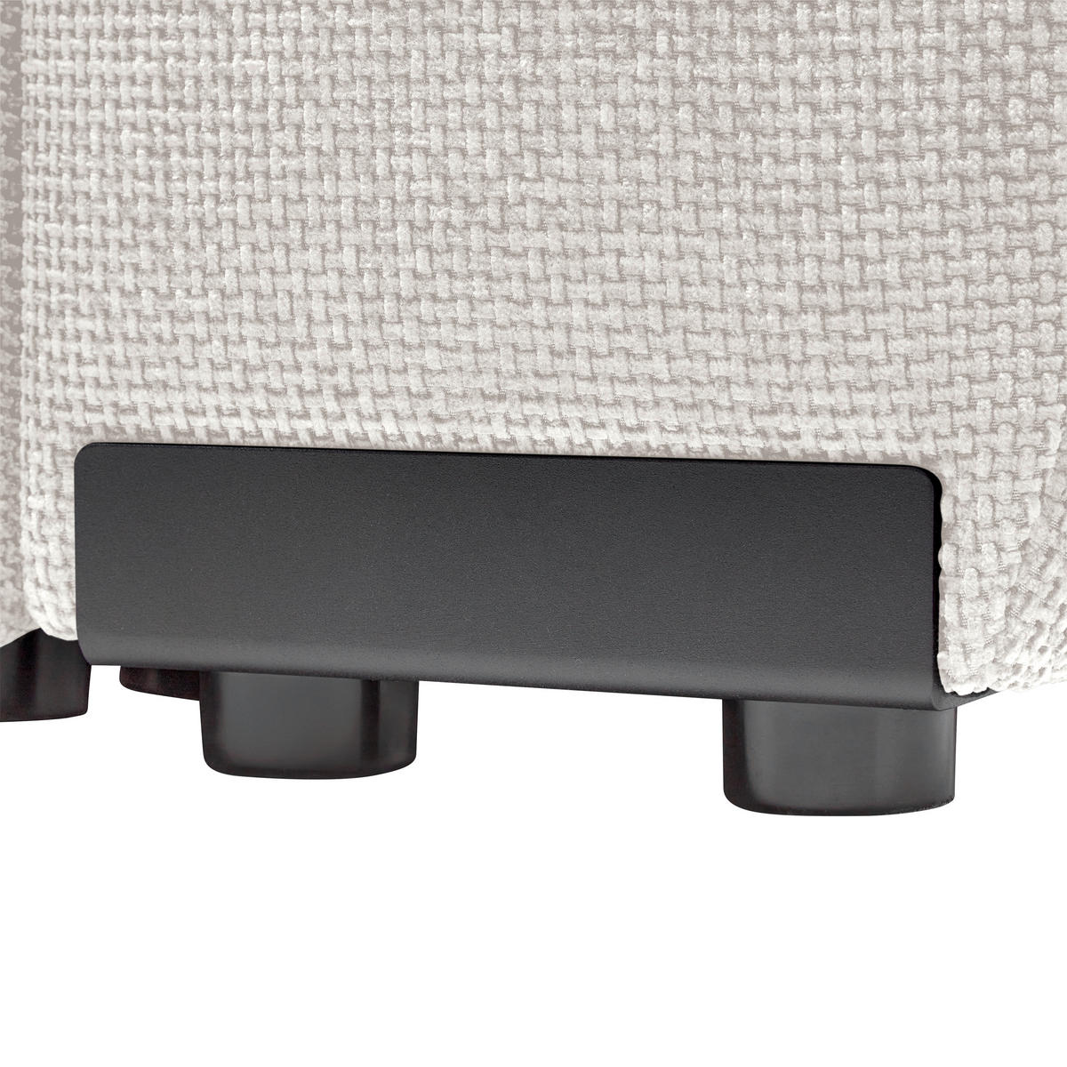 ECKSOFA Flachgewebe Creme  - Schwarz Hochglanz/Creme, Modern, Textil/Metall (166/93/273cm) - MID.YOU