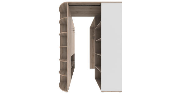 BEGEHBARER ECKSCHRANK Weiß, Eiche San Remo 124/199/148 cm - Alufarben/Weiß, KONVENTIONELL, Holzwerkstoff/Kunststoff (124/199/148cm) - Carryhome