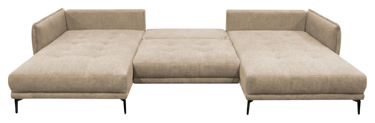 WOHNLANDSCHAFT LAGACY U Beige Flachgewebe  - Beige/Schwarz, Design, Textil/Metall (193/368/193cm) - MID.YOU