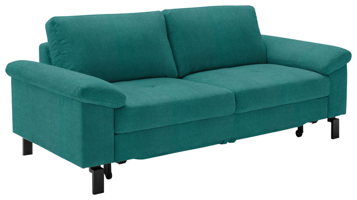 2,5-SITZER in Velours Petrol  - Petrol/Schwarz, Design, Textil/Metall (206/86/97cm) - Pure Home Lifestyle