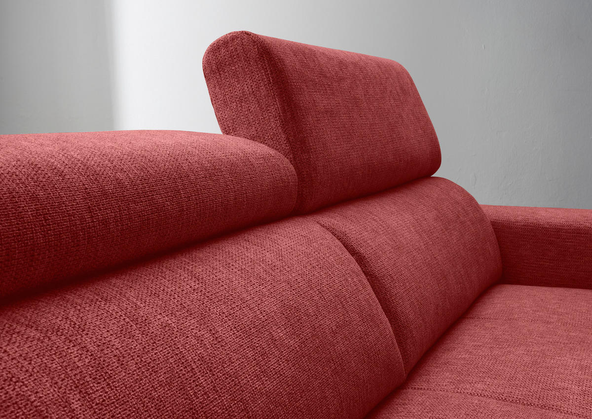 ECKSOFA Rot Chenille  - Rot/Schwarz, KONVENTIONELL, Textil/Metall (188/276cm) - Livetastic
