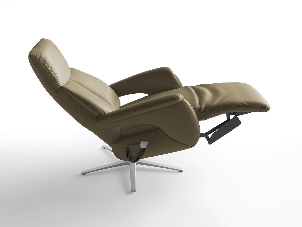 RELAXAČNÍ KŘESLO, kůže, olivově zelená - barvy stříbra/olivově zelená, Basics, kov/kůže (75/110/85cm) - Sit & More