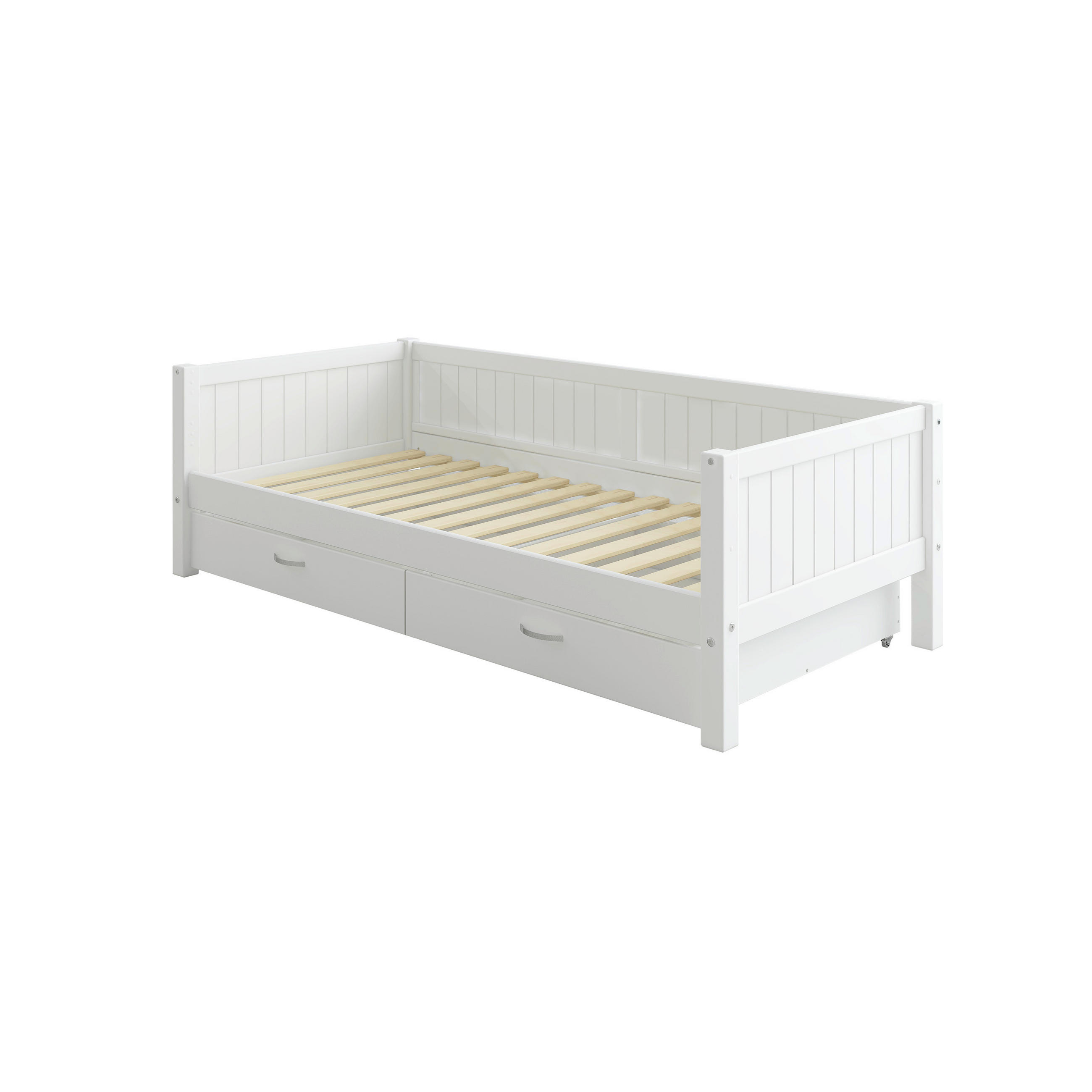 BETT 90/200 cm,  in Weiß, Rollrost, Bettschubladen  - Weiß, MODERN, Holz (90/200cm) - Chameo