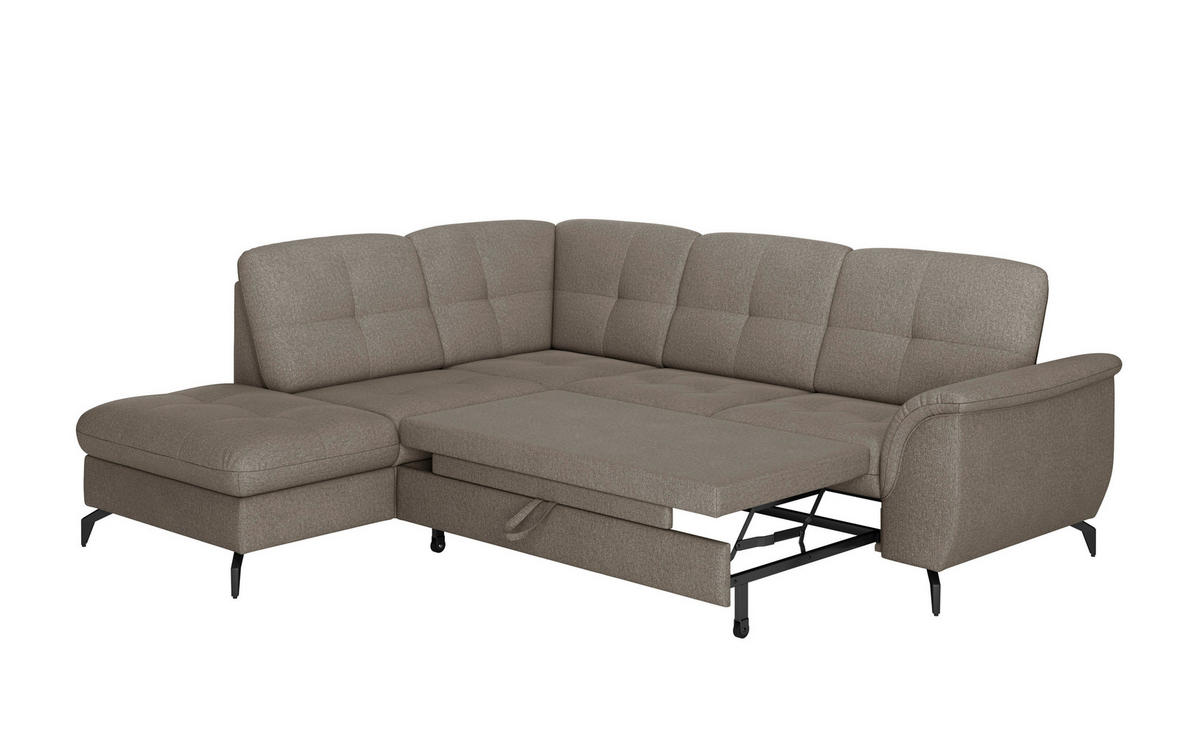 ECKSOFA in Flachgewebe Schlammfarben  212/244 cm  - Schlammfarben/Schwarz, MODERN, Textil/Metall (212/244cm) - Sit & More