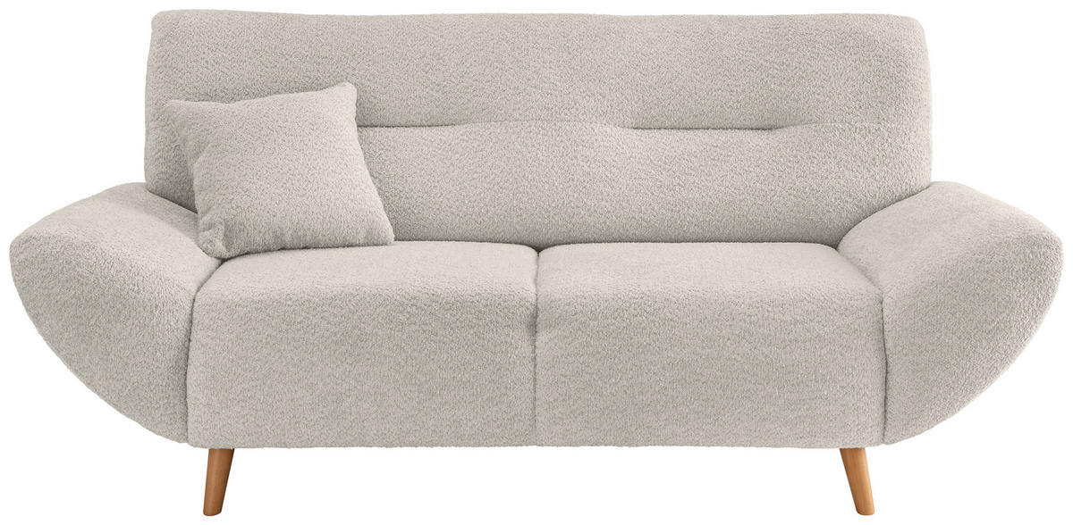 2-SITZER-SOFA in Bouclé Weiss  - Wildeiche/Weiss, Konventionell, Holz/Textil (173/81/90cm) - MID.YOU