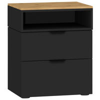 NACHTSCHRANK 45/55/43 cm Eiche furniert  - Eichefarben/Schwarz, Design, Holz/Holzwerkstoff (45/55/43cm) - Jutzler
