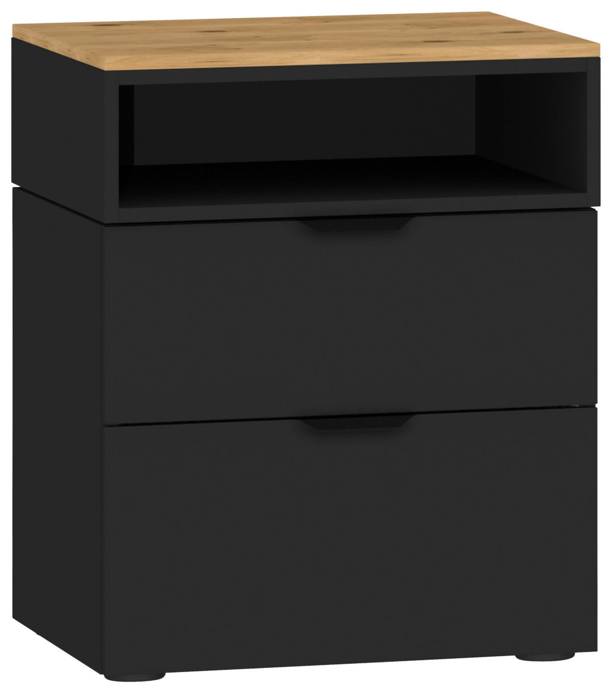 NACHTSCHRANK 45/55/43 cm Eiche furniert  - Eichefarben/Schwarz, Design, Holz/Holzwerkstoff (45/55/43cm) - Jutzler