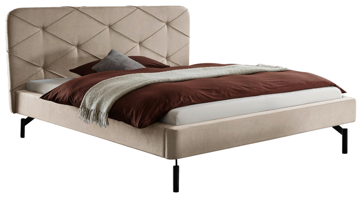 POLSTERBETT 160/200 cm,  in Creme, gepolstertes Kopfteil,  - Anthrazit/Creme, Design, Textil/Metall (160/200cm) - Hasena