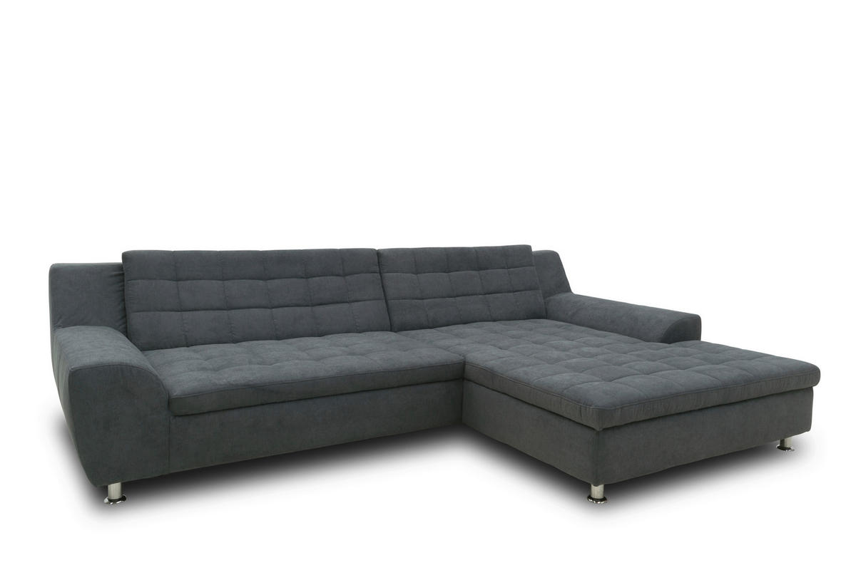 ECKSOFA MORTON Dunkelgrau Mikrofaser  - Chromfarben/Dunkelgrau, MODERN, Textil/Metall (304/200/84cm) - MID.YOU