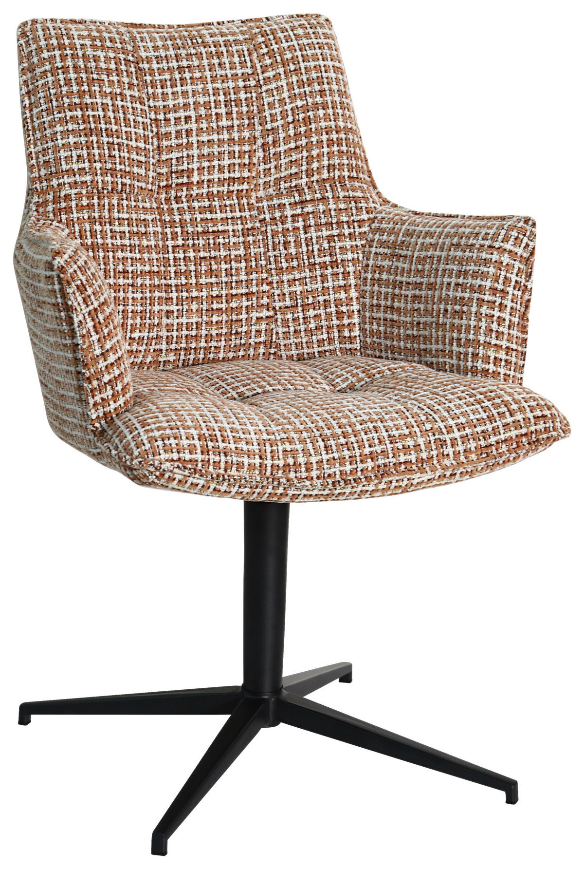 ARMLEHNSTUHL  in Eisen Chenille  - Hellbraun/Schwarz, Design, Textil/Metall (59,5/87,5/62,5cm) - Novel