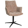 ARMLEHNSTUHL  Sitzfläche 360° drehbar, inklusive Armlehnen, automatische Rückholfunktion Chenille  - Hellbraun/Schwarz, Design, Textil/Metall (59,5/87,5/62,5cm) - Novel
