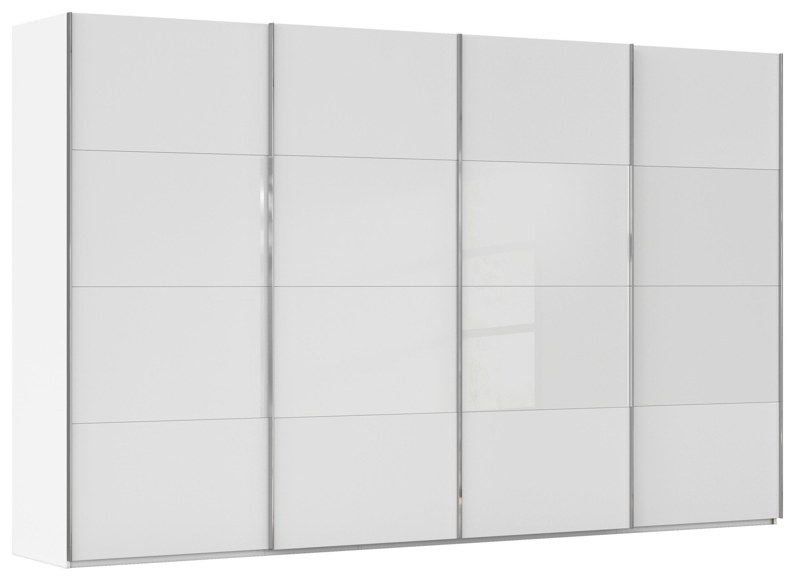 SCHWEBETÜRENSCHRANK 361/223/68 cm 4-türig Weiß  - Chromfarben/Weiß, KONVENTIONELL, Glas/Holzwerkstoff (361/223/68cm) - Novel