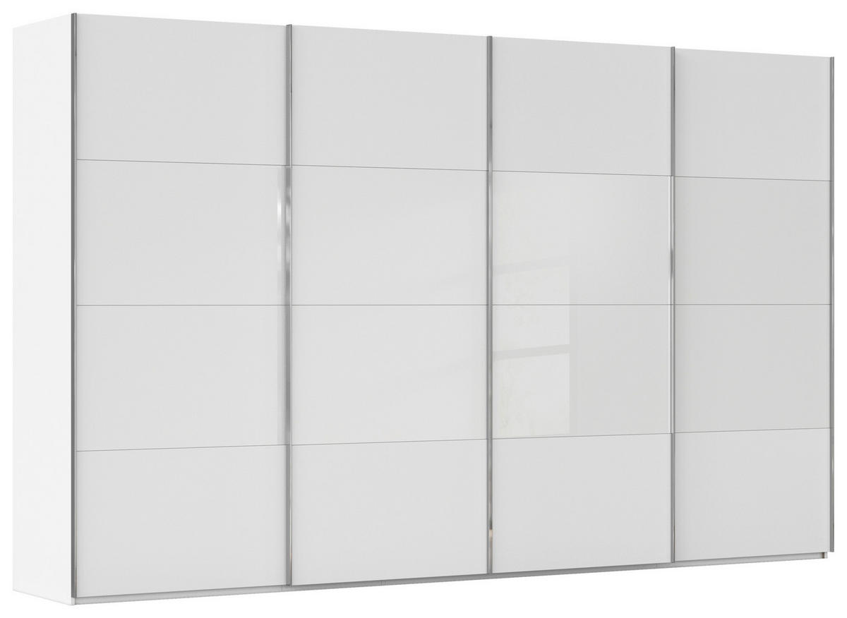 SCHWEBETÜRENSCHRANK 361/223/68 cm 4-türig Weiß  - Chromfarben/Weiß, KONVENTIONELL, Glas/Holzwerkstoff (361/223/68cm) - Novel