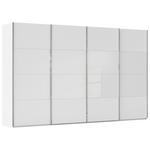 SCHWEBETÜRENSCHRANK  in Weiß  - Chromfarben/Weiß, KONVENTIONELL, Glas/Holzwerkstoff (361/223/68cm) - Novel