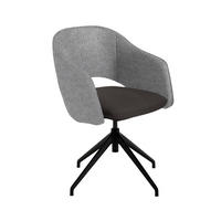 ARMLEHNSTUHL  Stoffauswahl, Wippfunktion, Sitzfläche 360° drehbar, gepolsterte Armlehnen Flachgewebe  - Graubraun/Schwarz, Design, Textil/Metall (63/74-90/57-73cm) - Koinor