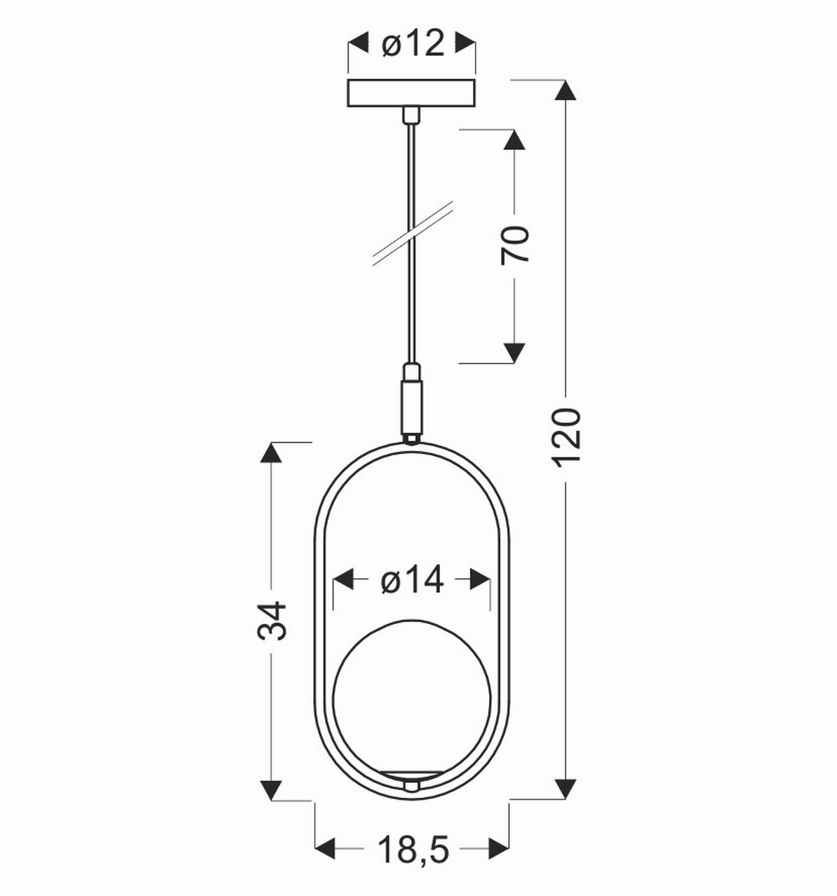 PENDELLEUCHTE 18.5/14/120 cm  - Graphitfarben/Schwarz, Design, Metall (18.5/14/120cm)