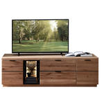 LOWBOARD Schwarz, Wildeiche  200/60/50 cm  - Wildeiche/Schwarz, Natur, Glas/Holz (200/60/50cm) - Linea Natura